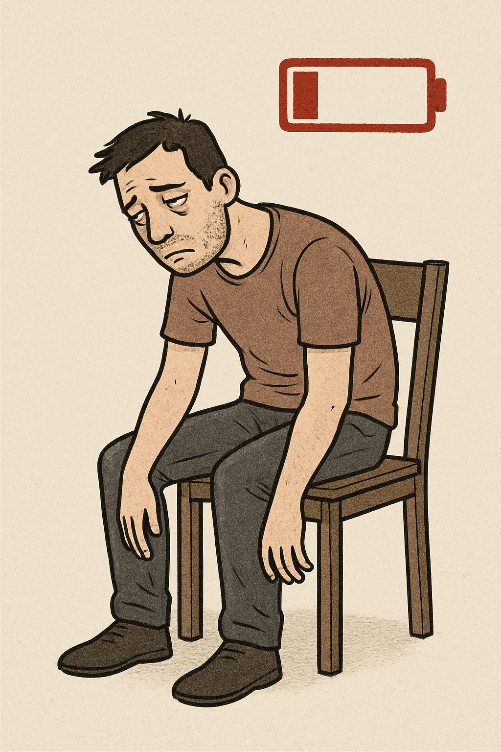 Homem cansado e sem energia - modo econômico